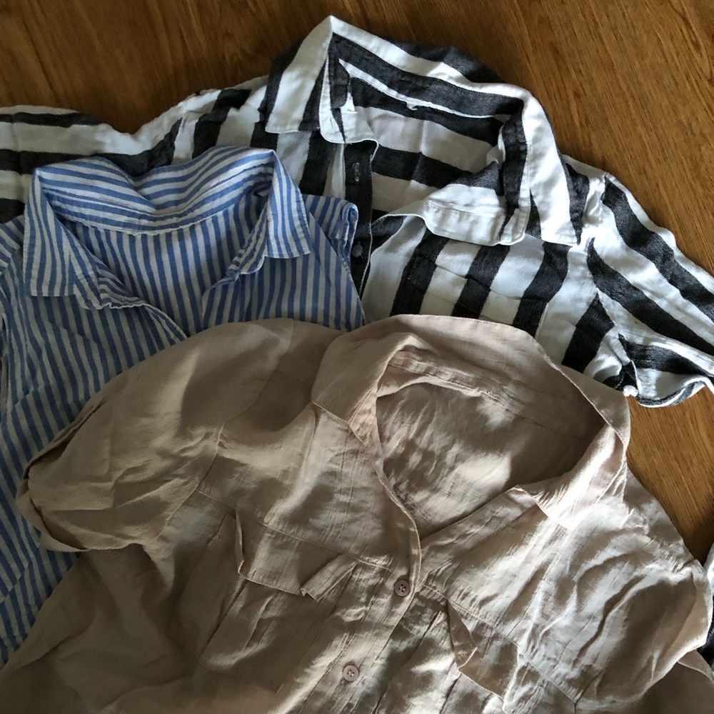 Buy 1 Get 3 H&M fitted Slim Fit three different color shirt cotton rayon small